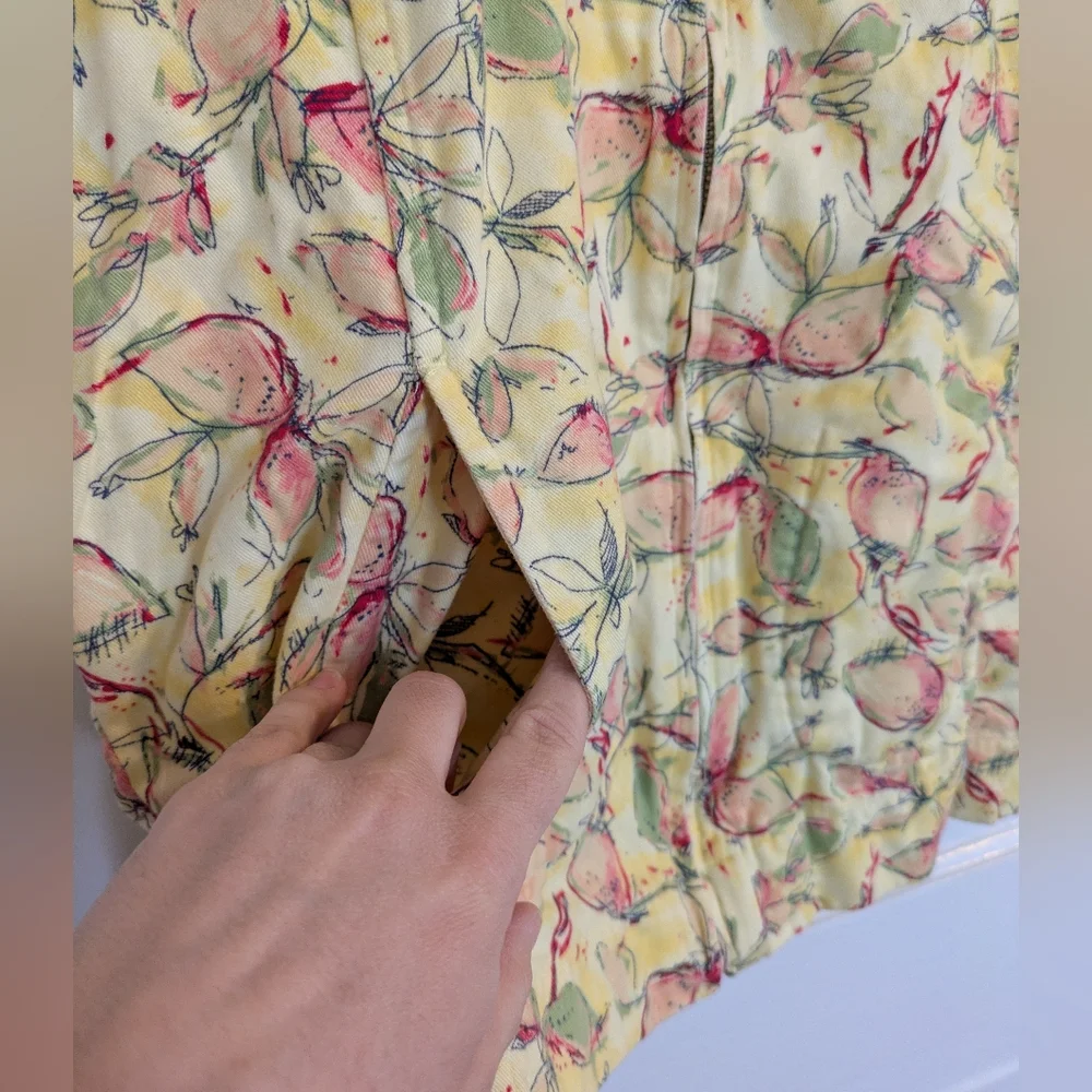 Y2K Christopher & Banks Summer Fruit Lemon Yellow Zip Cotton Vest